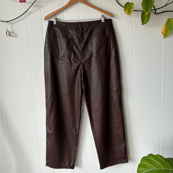 NWT Joe Fresh Chocolate Brown Faux Leather Pants | Size 14 - Picture 3 of 4